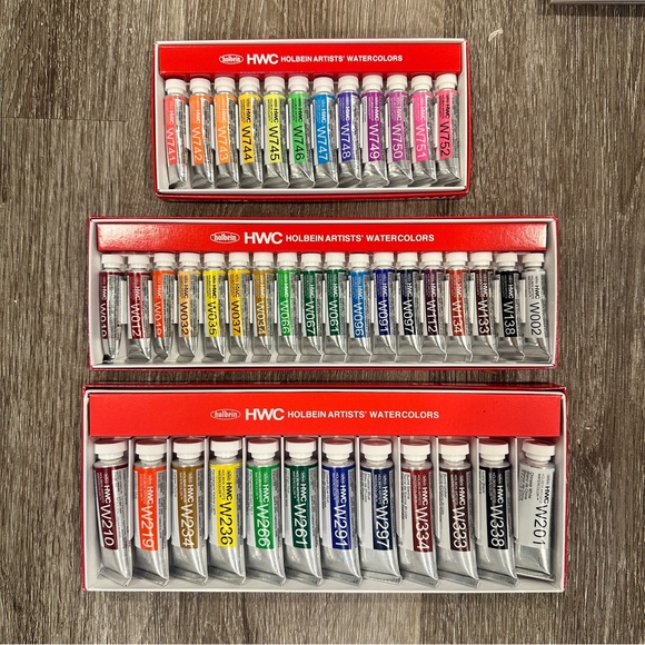 42 Holbein HWC Holbein Watercolor Paints with Paintbrushes + Watercolor Pads - Picture 2 of 12